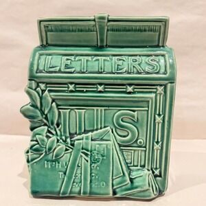 Vintage McCoy Pottery LETTERS Mailbox Planter Green Glaze Marked McCoy USA Decor